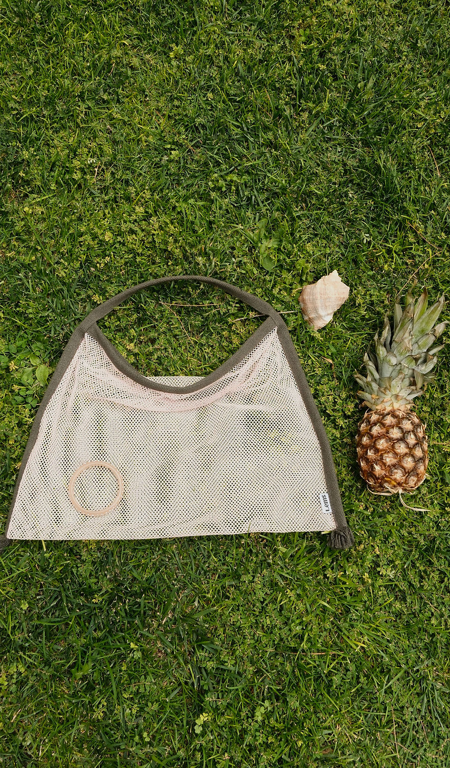Khaki - Light Pink Mesh Bag