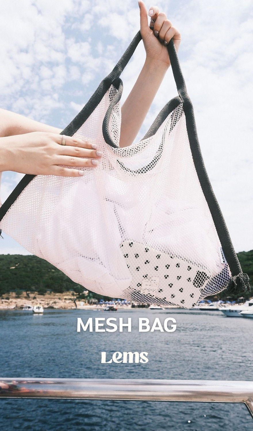 Khaki - Light Pink Mesh Bag