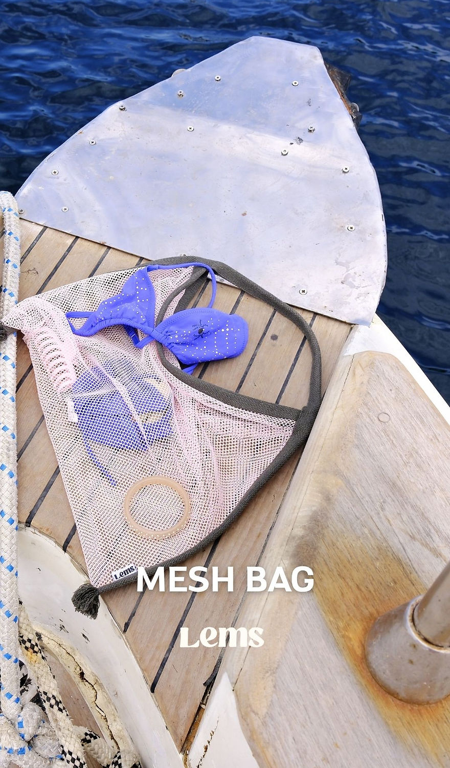 Khaki - Light Pink Mesh Bag