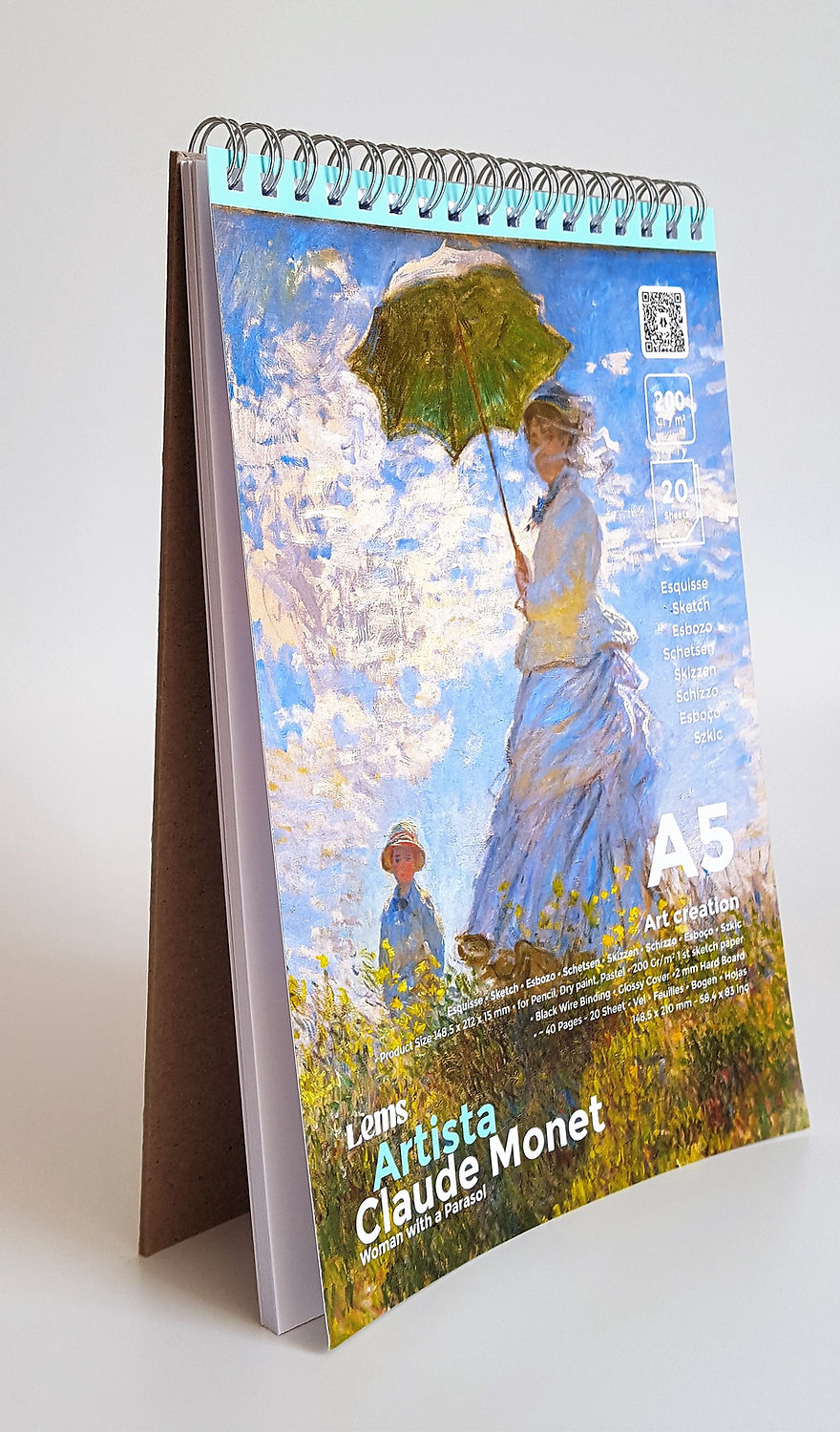 Artista Claude Monet - Woman With A Parasol 200 Gr. A5 Eskiz Defteri