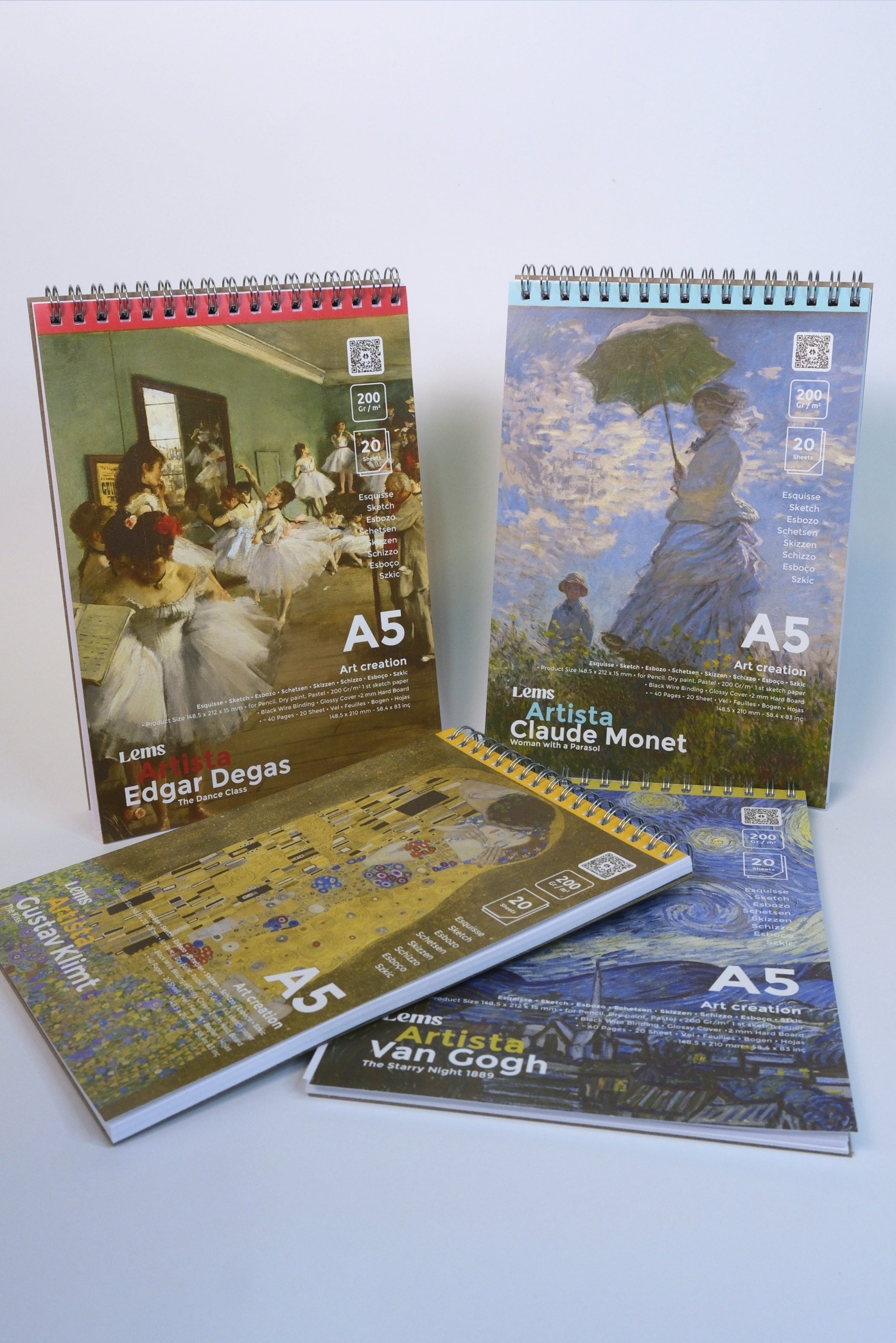 Artista A5 4'lü Set - Mona Lisa, Monet, Degas, Klimt Eskiz Defterleri Sketchbooks