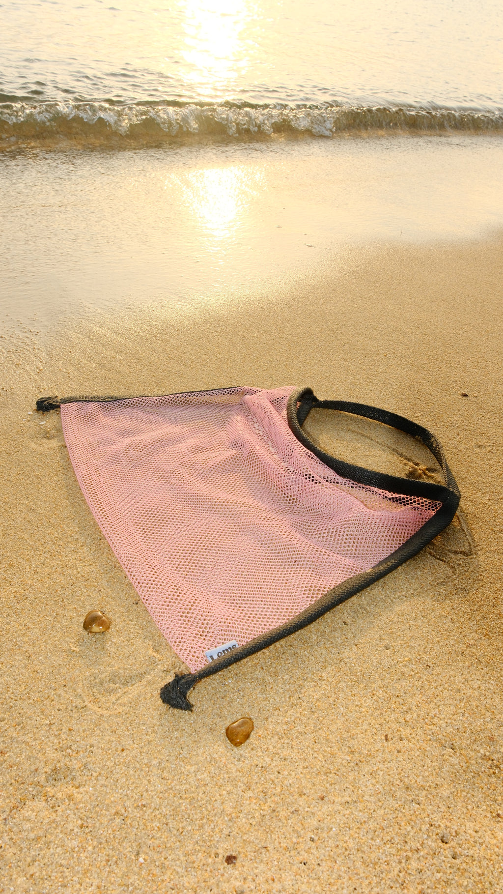 Khaki - Light Pink Mesh Bag