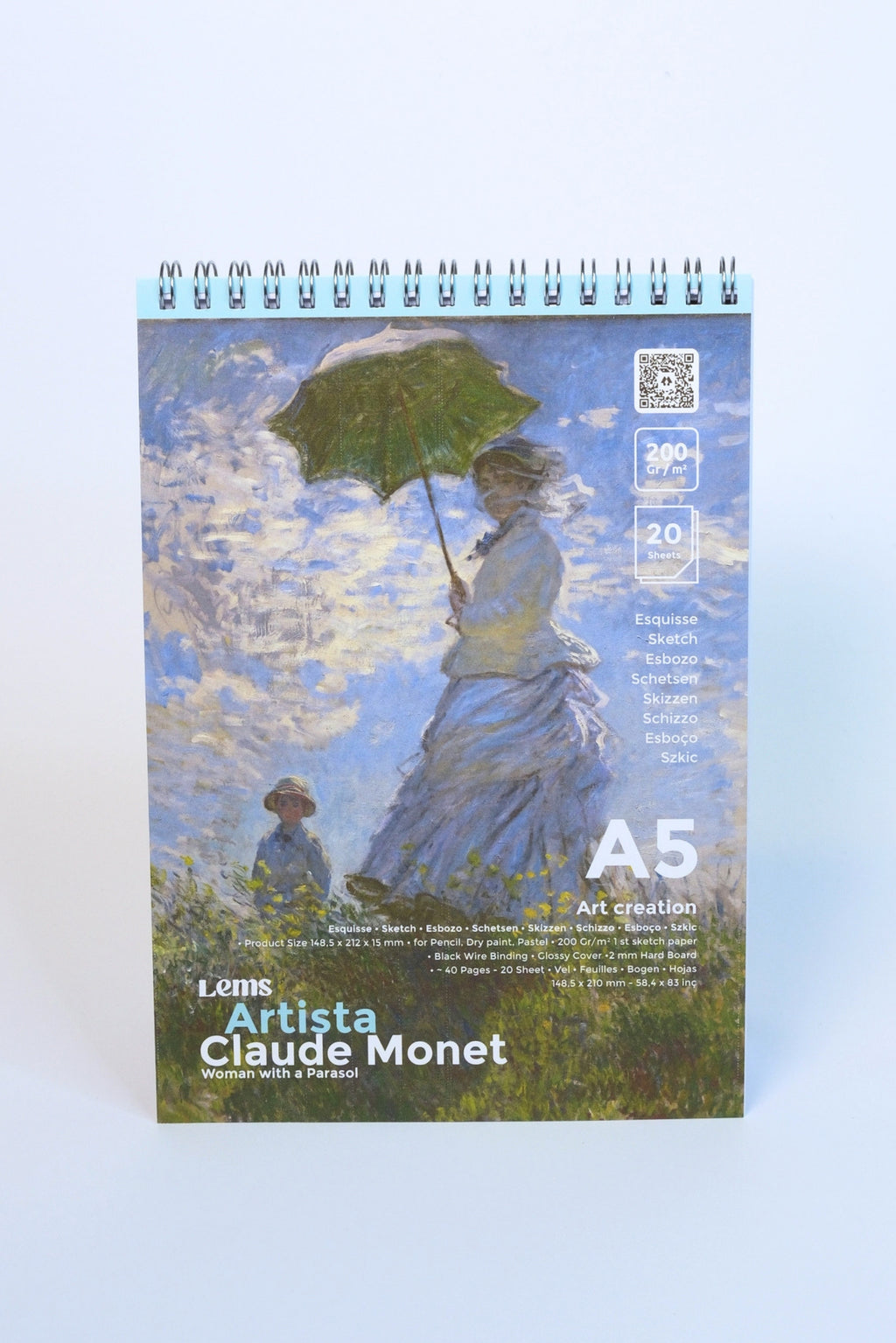 Artista Claude Monet - Woman With A Parasol 200 Gr. A5 Eskiz Defteri