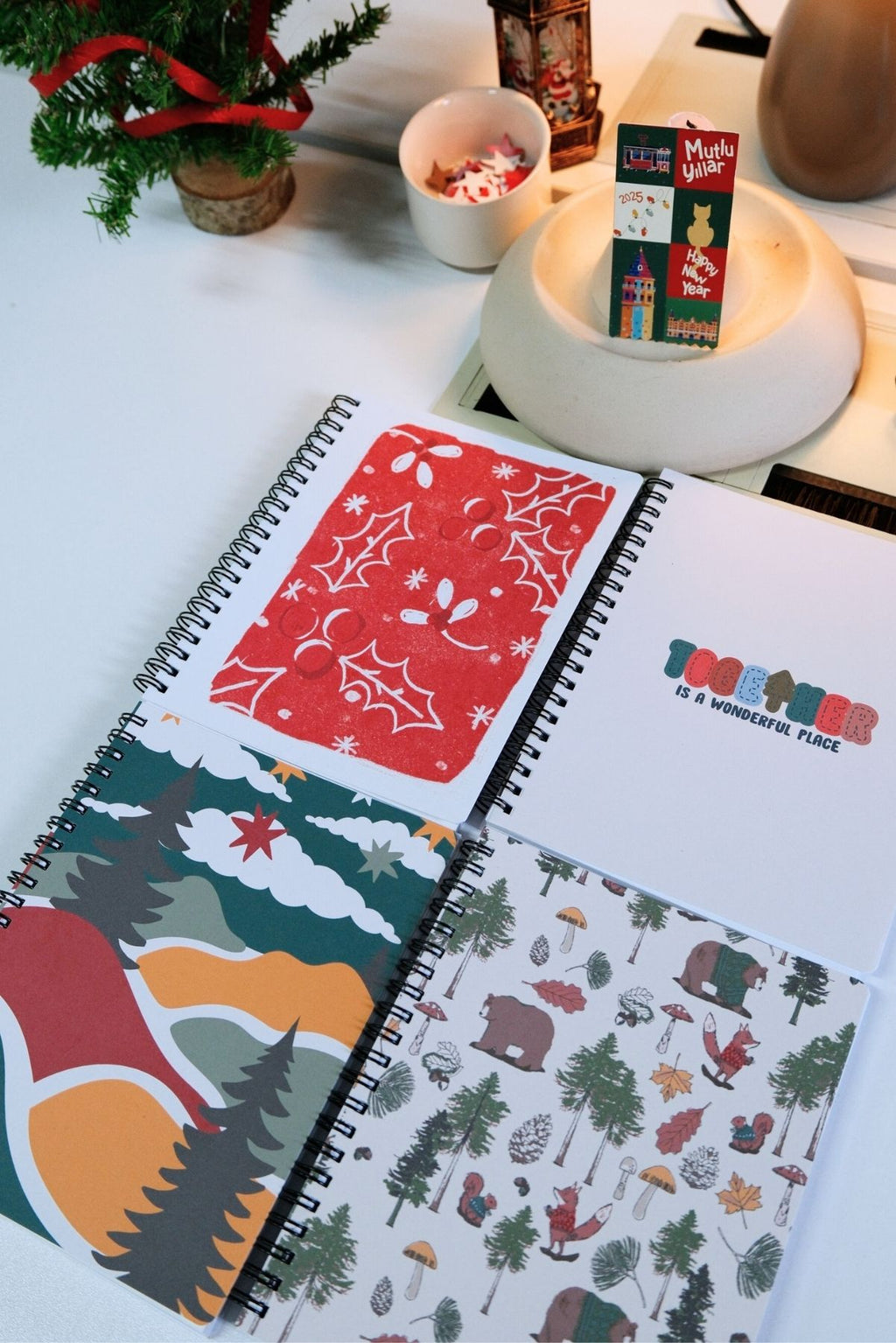 New Year Hediyelik 4lü Set Noktalı İnce Kapak a5 Notebook