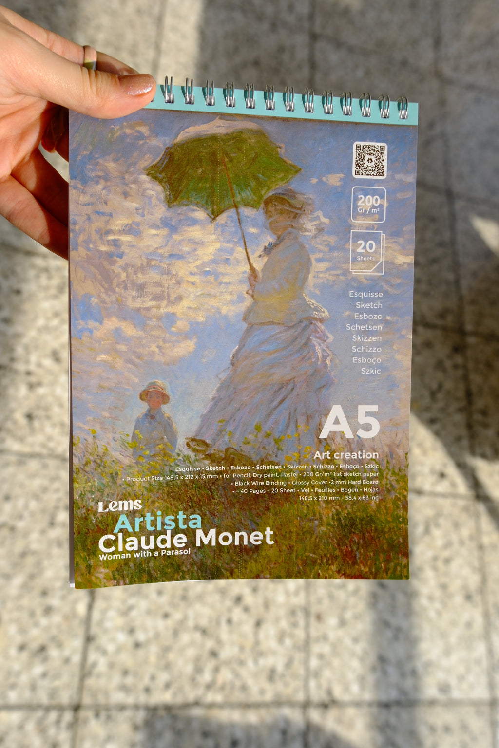 Artista Claude Monet - Woman With A Parasol 200 Gr. A5 Eskiz Defteri