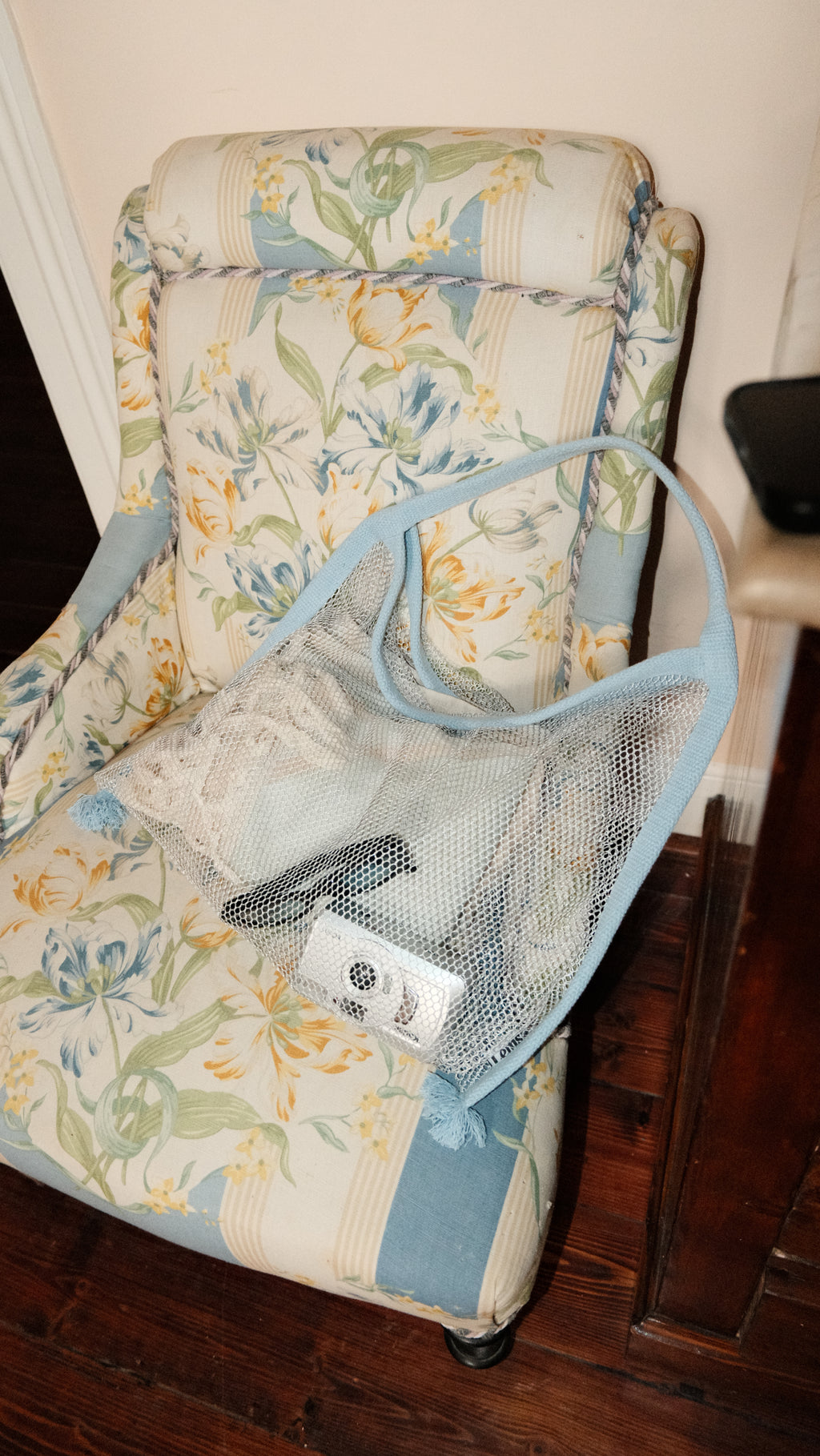 Silver - Baby Blue Mesh Bag / Pamuk File Çanta