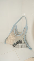 Silver - Baby Blue Mesh Bag / Pamuk File Çanta
