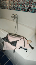Khaki - Light Pink Mesh Bag / Pamuk File Çanta