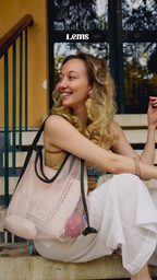 Khaki - Light Pink Mesh Bag
