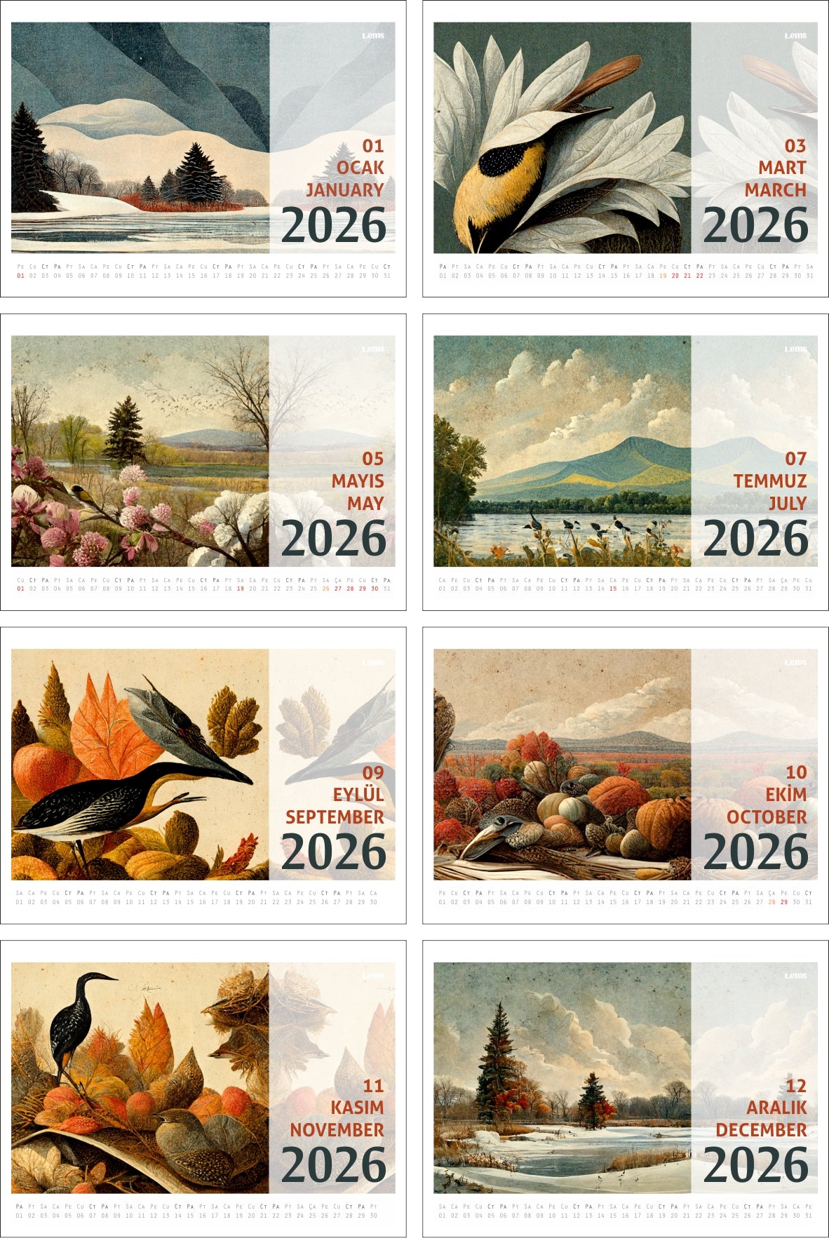 2026 Vintage Planner Takvim & Kalemlik